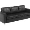 Sofa Em Pele Sintetica | Vente-unique Sofa De 3 Lugares Em Pele Sintetica Preto - Ackley