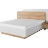 Cama De Adulto | Vente-unique Cama Com Espaco De Arrumacao E Mesas De Cabeceira 160X200 Cm, Com Leds Cor Natural E Branco - Desado