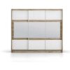 Armario E Roupeiro | Vente-unique Roupeiro 3 Portas De Correr Com Espelho C250 Cm Cor Natural E Branco - Leovia