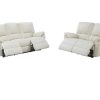 Conjunto De Sofa | Vente-unique Sofa De 3+2 Lugares Relax Eletrico Em Pele Marfim - Marcis