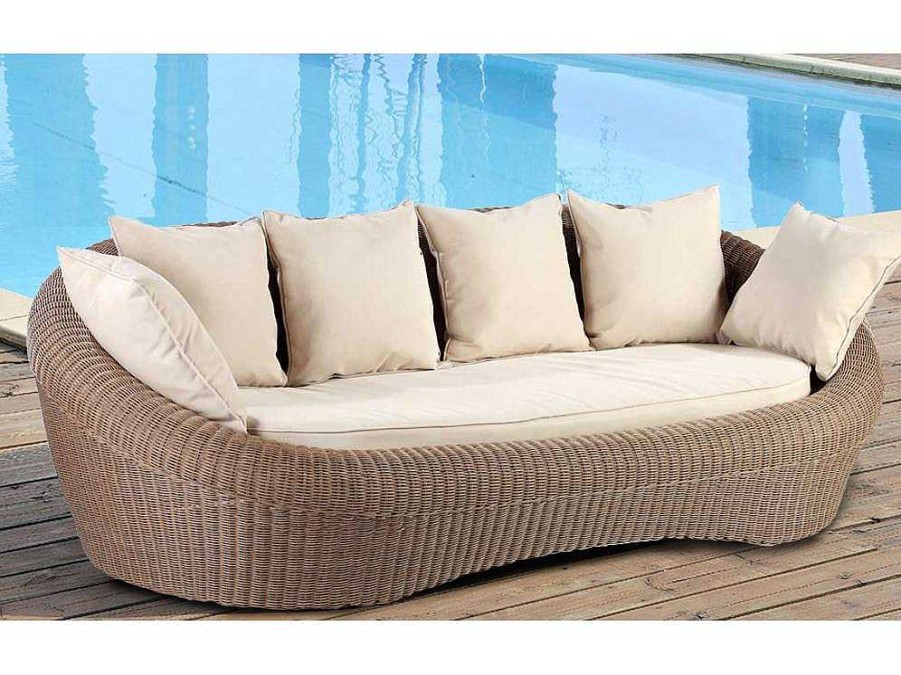 Conjunto Relax De Jardim | MYLIA Sofa 3 Lugares De Jardim Em Resina Entrancada Caramelo - Whiteheaven