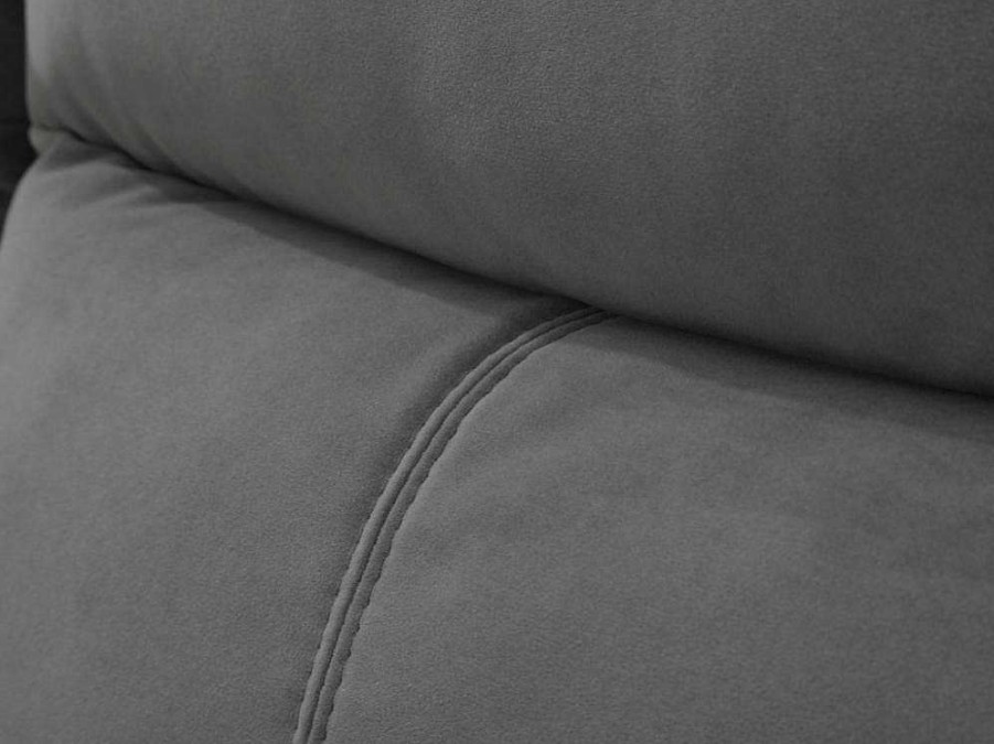 Sofa De Relaxamento Eletrico | Vente-unique Sofa De 3 Lugares Articulado Eletrico Em Veludo - Cinza E Faixas Branco Cru - Metti