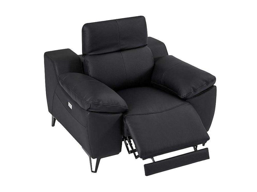 Cadeirao Relax | LINEA SOFA Poltrona Articulada Eletrica Couro Preto - Roveto