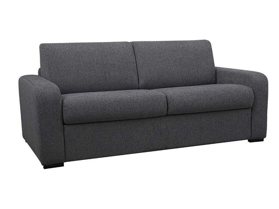 Sofa Cama De Abertura Rapida | Vente-unique Sofa De 3 Lugares Convertivel De Abertura Rapida Em Tecido Cor Antracite Bevis - Colchao De 18 Cm