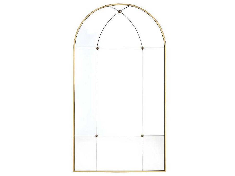 Espelhos | OZAIA Espelho Estilo Janela Vintage Em Metal De C. 80 X A. 150 Cm Cor Dourado Antigo - Palmyre