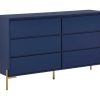 Comoda | PASCAL MORABITO Comoda 6 Gavetas Mdf E Metal Lacado A Azul E Dourado - Korasa De Pascal Morabito