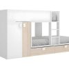 Cama De Crianca | Vente-unique Beliche Com Armario Integrado De 2 X 90 X 190 Cm Cor Branco E Natural - Juanito