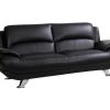 Sofa Em Pele Sintetica | Vente-unique Sofa De 3 Lugares Em Pele Sintetica Preto - Musko