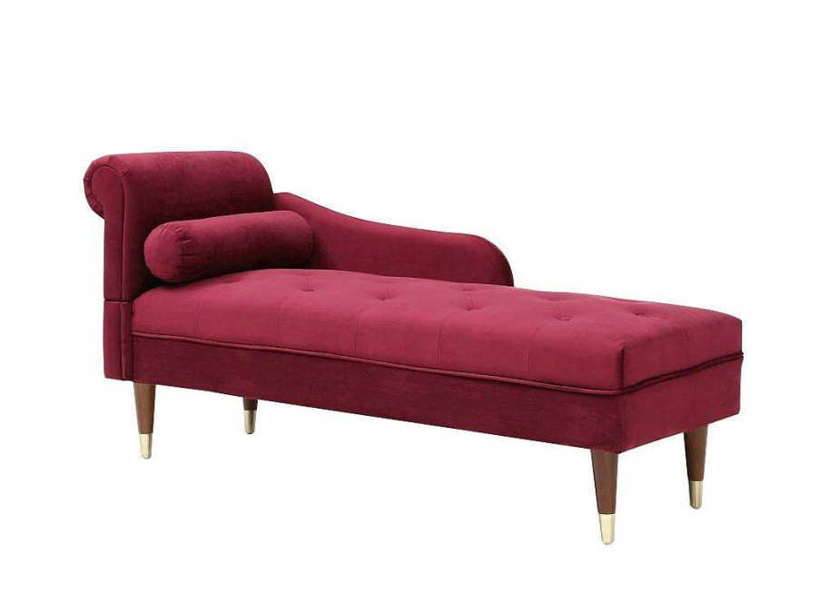 Chaise Longue | Vente-unique Chaise-Longue Direita Em Veludo Bordeaux - Umari