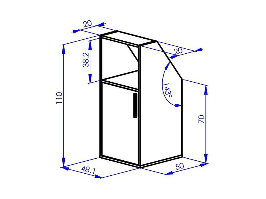 Arrumacao E Acessorios De Quarto | Vente-unique Movel Com Inclinacao 3 Portas E 1 Prateleira Branco - Adezio