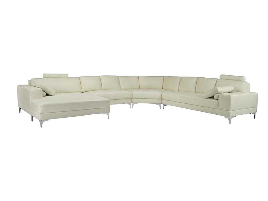 Sofa Panoramico | LINEA SOFA Grande Sofa De Canto Panoramico 7 Lugares Pele De Qualidade Superior Marfim - Canto Esquerdo - Donatello Ii