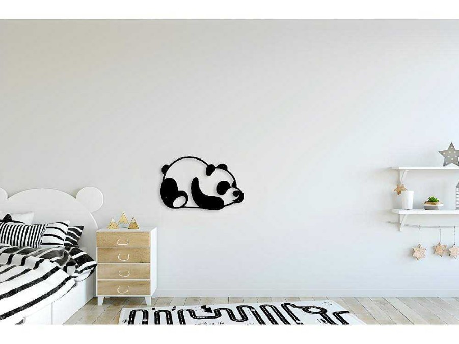 Placa De Parede Decorativa | EPIKASA Decoracao Metalica Panda 2, Preto, 50X1,5X35 Cm, Epikasa