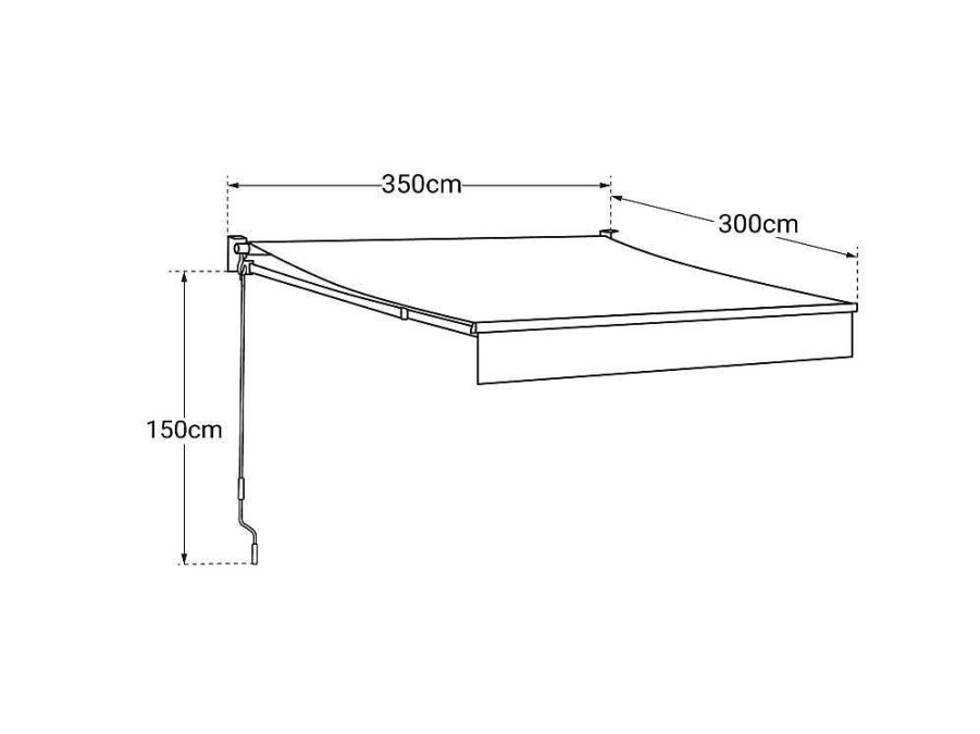 Toldo E Persiana De Exterior | Happy Garden Toldo Saule 3,5 3M - Tecido Cinzento E Estrutura Cinzenta