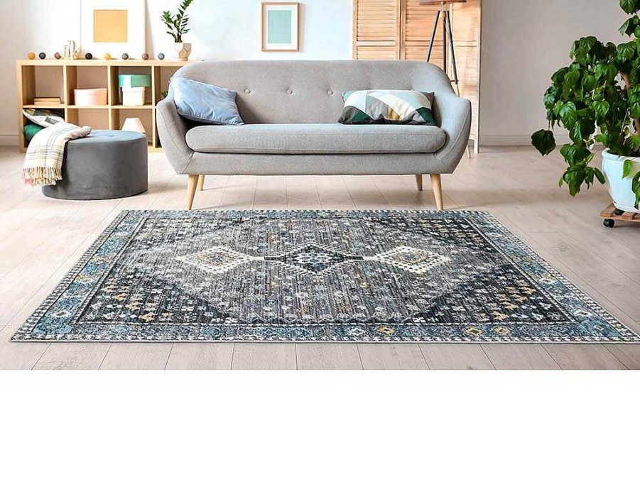 Tapete Grande | OZAIA Tapete Vintage Oriental 200 X 290 Cm Cinza - Clossy