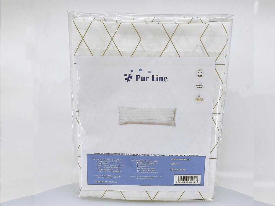 Roupa De Cama | Purline Taie D'Oreiller 100% Coton 1 Piece Blanc A Rayures Vertes 45X125