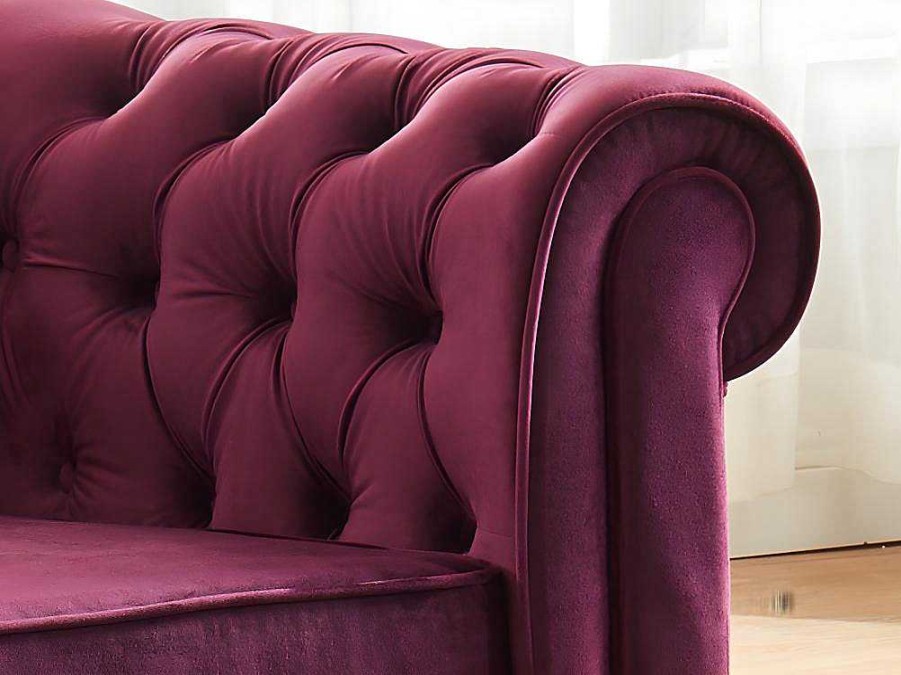 Poltrona Em Veludo | Vente-unique Cadeirao Chesterfield - Veludo Roxo