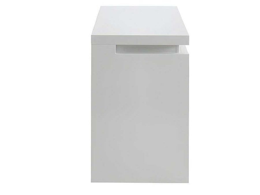 Secretaria | Vente-unique Secretaria Com 3 Gavetas - Mdf Lacado A Branco - Leds - Emerson