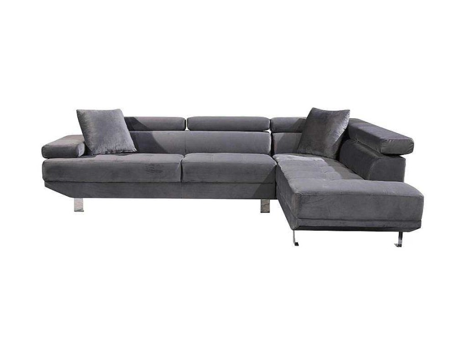 Sofa De Canto | Saldosystocks Sofa De Canto Chaise Longue Executive Cinza 262X190Cm Vista Frontal Lado Direito