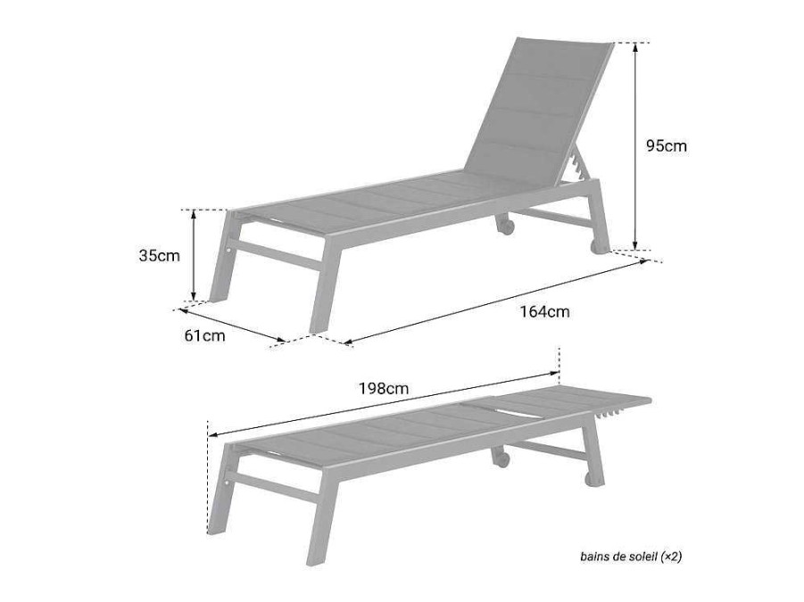 Espreguicadeira | Happy Garden Conjunto De 2 Espreguicadeiras Barbados Em Taupe Textilene - Taupe Aluminium