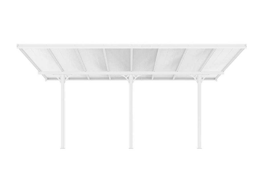 Pergola, Coreto, Quiosque | EXPERTLAND Pergola Abrigo Para Carros Adossado Aluminio 15,1 M Branco - Alvaro