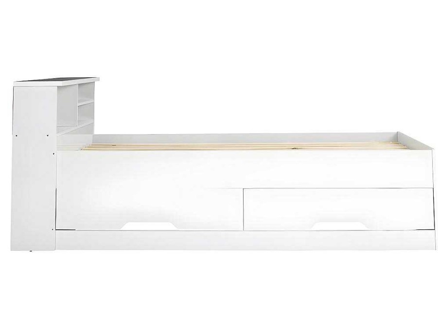 Cama De Crianca | Vente-unique Cama Com Gavetas E Arrumacao 90X190 Cm Branco - Boris