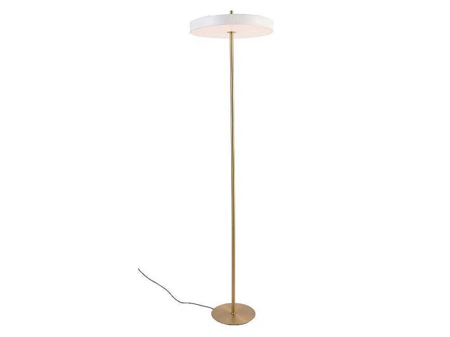 Candeeiro De Pe | OZAIA Candeeiro De Pe Design Com Leds Metal D45 X A180 Cm Dourado E Branco - Vaughan