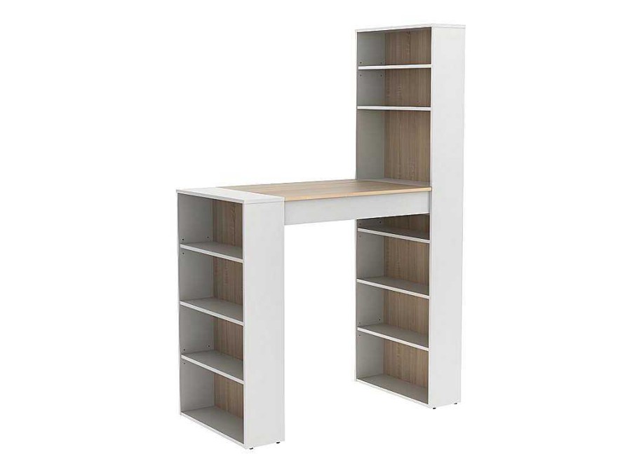 Movel De Bar | Vente-unique Movel De Bar Com Espacos De Arrumacao Em Mdf Cor Natural E Branco - Skarn