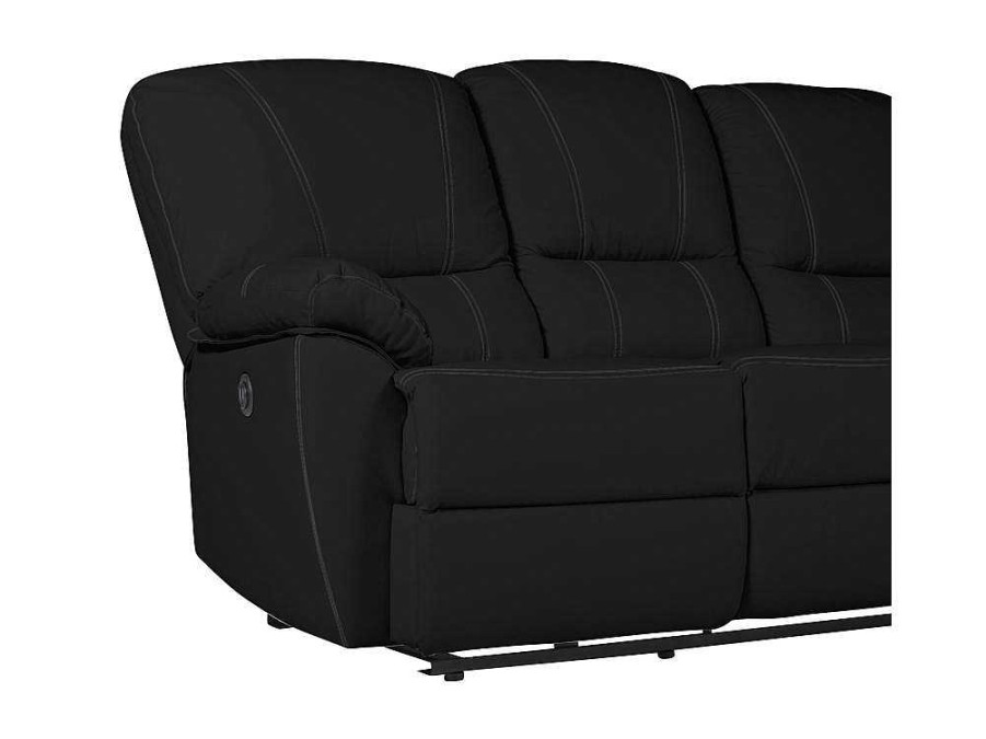 Sofa De Relaxamento Eletrico | Vente-unique Sofa De 3 Lugares Relax Eletrico Em Pele Preto - Marcis