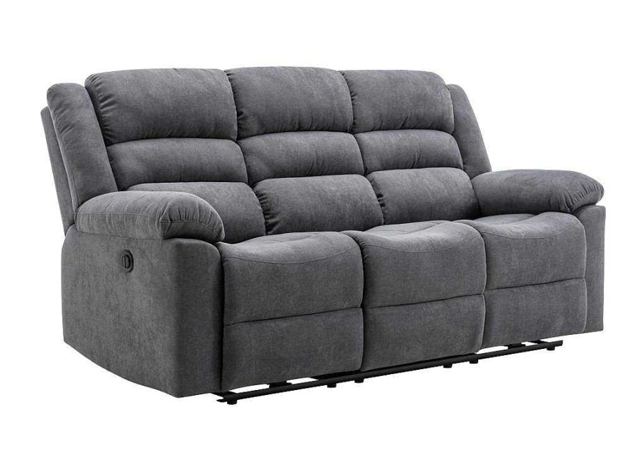 Sofa De Relaxamento Eletrico | Vente-unique Sofa De 3 Lugares Articulado Eletrico Em Tecido Cinza - Burolo