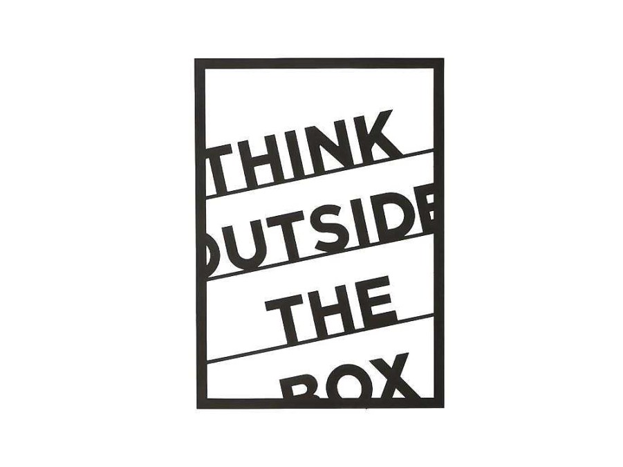 Placa De Parede Decorativa | EPIKASA Decoracao Metalica Think Outside The Box 2, Preto, 50X1,5X70 Cm, Epikasa