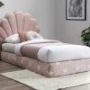 Movel Para Quarto De Criancas | Vente-unique Cabeceira De Cama Concha 120 Cm Veludo Cor-De-Rosa - Moana