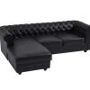 Sofa Em Pele | Vente-unique Sofa De Canto Esquerdo Chesterfield Em Couro Preto - Toledo