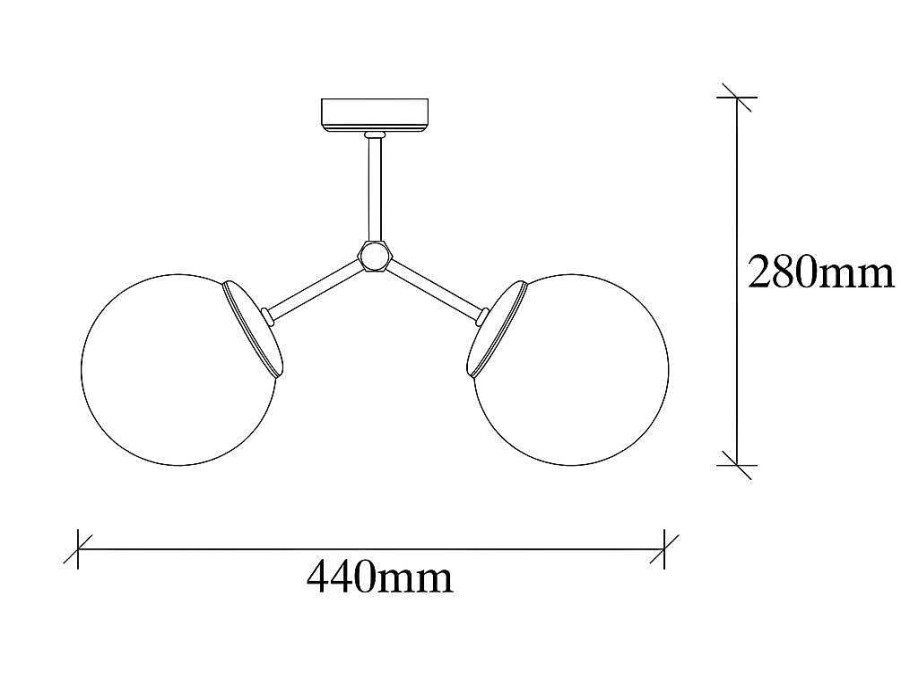 Luz De Teto | OZAIA Candeeiro De Teto Em Metal 2 Globos De C. 44 X A. 28 Cm Cor Dourado E Branco - Damar