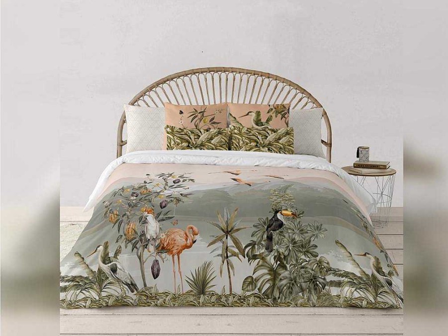 Roupa De Cama | Purline Housse De Couette 100% Coton 1 Piece Rose Paysage 155X240