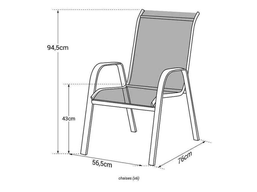 Conjunto Mesa E Cadeiras De Jardim | Happy Garden Conjunto De 6 Cadeiras Marbella Em Taupe Textilene - Aluminio Branco