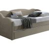 Cama Dupla | Vente-unique Cama Dupla Em Forma De Banco 2 X 90 X 190 Cm Veludo Bege - Lenvia