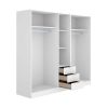 Armario E Roupeiro | Vente-unique Roupeiro 5 Portas E 3 Gavetas C202 Cm Branco - Listowel