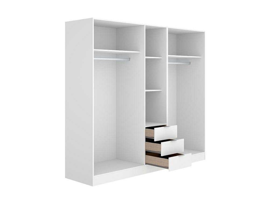 Armario E Roupeiro | Vente-unique Roupeiro 5 Portas E 3 Gavetas C202 Cm Branco - Listowel