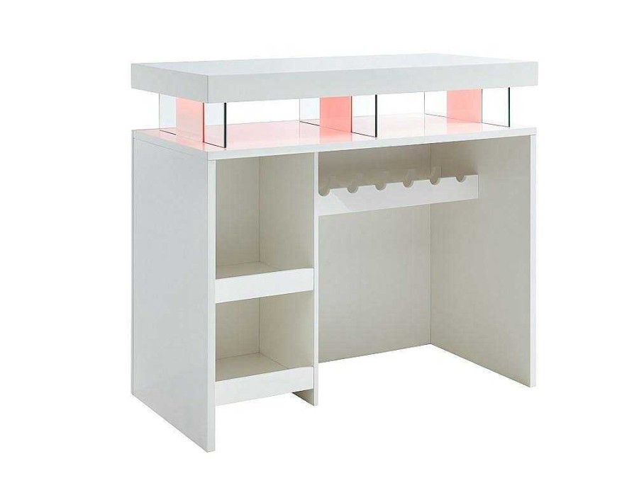 Movel De Bar | Vente-unique Movel Para Bar Fabio - Mdf Lacado Branco - Leds