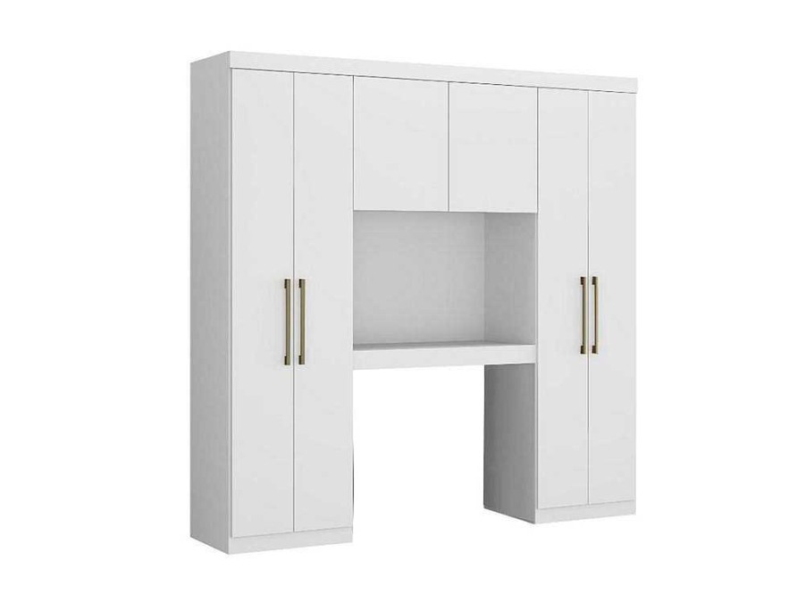 Movel Para Quarto De Criancas | Vente-unique Movel De Cama Antero - 6 Portas - Com Armarios E Gavetas - C 200 Cm - Branco