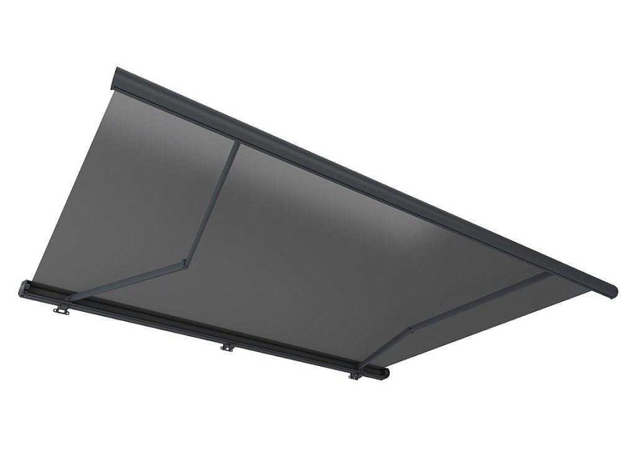 Toldo E Persiana De Exterior | Vente-unique Toldo Retratil Motorizado Com Leds E Caixa Integral 5 X 3,5 M, Lona Acrilico Antracite - Galaxa