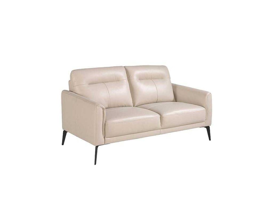 Promocoes Sofas & Poltronas | Angel Cerda Sofa De 2 Lugares Em Pele Cinzenta E Pernas Em Aco Preto 6137