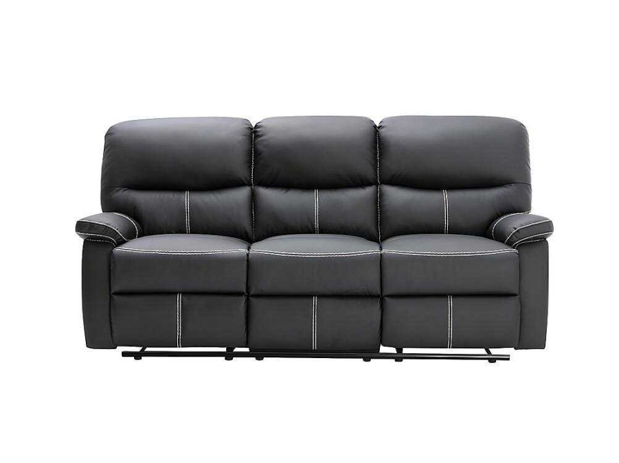 Conjunto Sofa E Poltrona | Vente-unique Sofa De 3 Lugares E Poltrona Relax Em Pele Sintetica Cor Preto - Canby