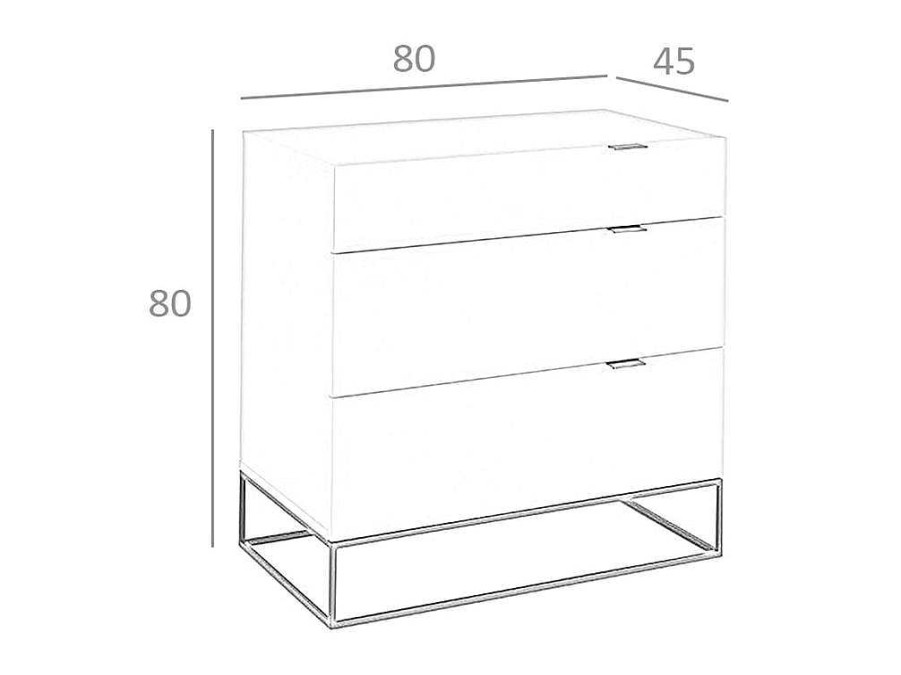 Comoda | Angel Cerda Comoda Em Mdf Lacado Cinzento Perola Brilhante, Pegas 7020