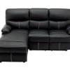 Sofa De Relaxamento Manual | Vente-unique Sofa De Canto Esquerdo Articulado Pele Sintetica Preto - Canby