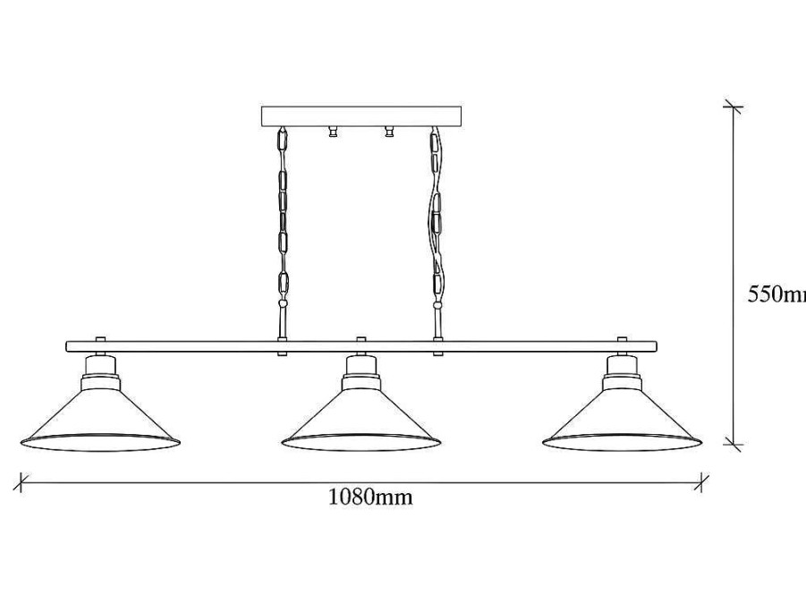 Candeeiro Suspenso | Vente-unique Candeeiro De Teto Industrial Em Metal Com 3 Abajures De C. 108 X A. 55 Cm Cor Preto - Sivani